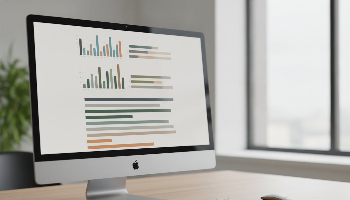 Tela de computador exibindo um painel com gráficos de barras e listas de cursos concluídos.
